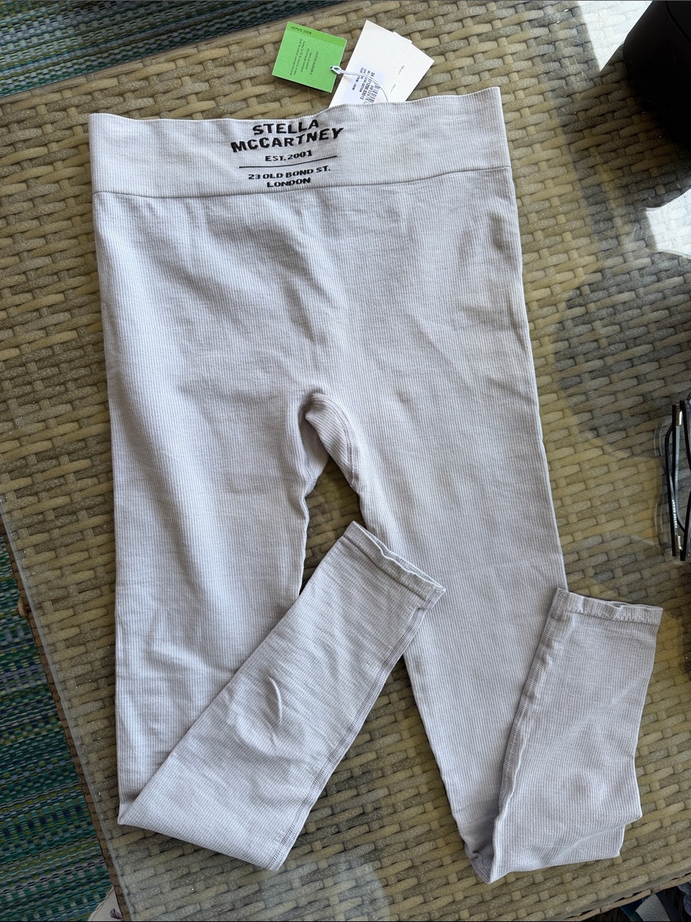 Stella McCartney Light Grey Ribbed Leggings Size - MEDIUM - NWT